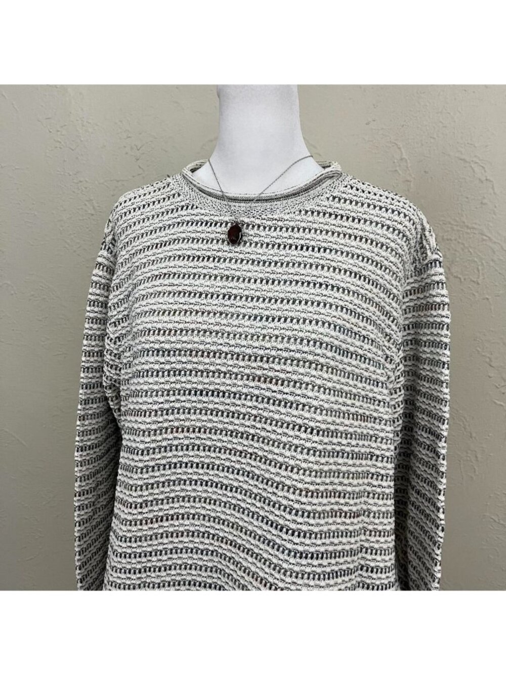 vintage 90s striped boho granola grunge roll neck sweater - Picture 3 of 8